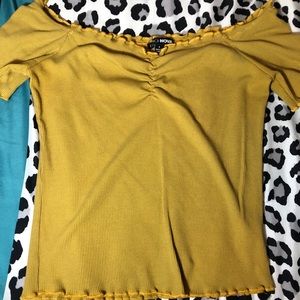 Yellow Off The Shoulder Fashion Nova Shirt.